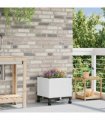 vidaXL Garden Planter with Wheels White 40 x 40 x 44 cm PP