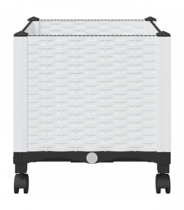 vidaXL Garden Planter with Wheels White 40 x 40 x 44 cm PP