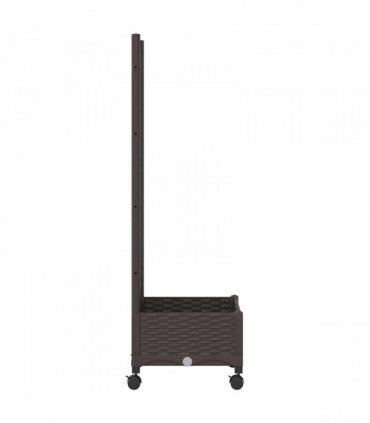 vidaXL Garden Planter with Trellis&Wheels Brown 40 x 40 x 131.5 cm PP