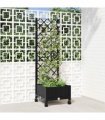 vidaXL Garden Planter with Trellis&Wheels Black 40 x 40 x 131.5 cm PP