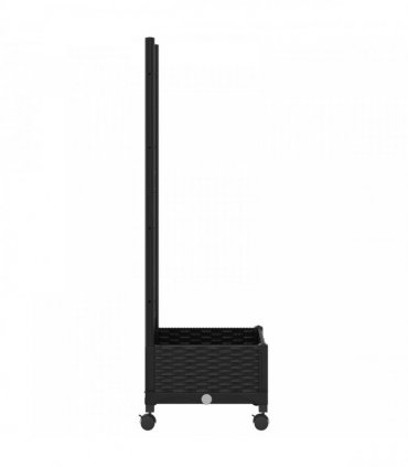 vidaXL Garden Planter with Trellis&Wheels Black 40 x 40 x 131.5 cm PP