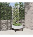 vidaXL Garden Planter with Trellis&Wheels White 40 x 40 x 131.5 cm PP