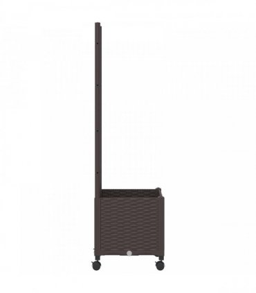 vidaXL Garden Planter with Trellis&Wheels Brown 40 x 40 x 146 cm PP