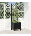 vidaXL Garden Planter with Trellis&Wheels Black 40 x 40 x 146 cm PP
