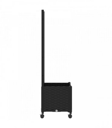 vidaXL Garden Planter with Trellis&Wheels Black 40 x 40 x 146 cm PP