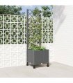 vidaXL Garden Planter with Trellis&Wheels Light Grey 40 x 40 x 146 cm