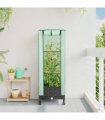 vidaXL Garden Planter with Greenhouse Cover&Wheels Black PP