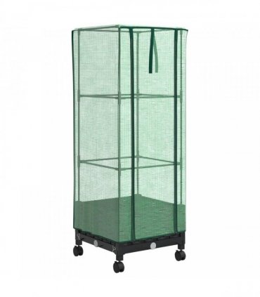 vidaXL Garden Planter with Greenhouse Cover&Wheels Black PP