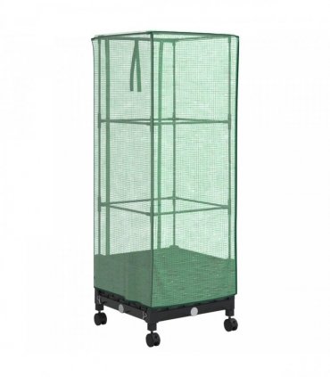 vidaXL Garden Planter with Greenhouse Cover&Wheels Black PP