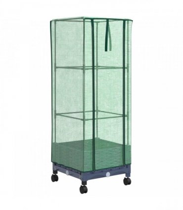 vidaXL Garden Planter with Greenhouse Cover&Wheels Blue Grey PP
