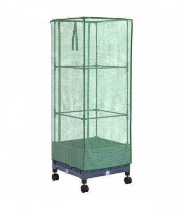 vidaXL Garden Planter with Greenhouse Cover&Wheels Blue Grey PP