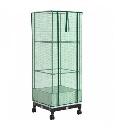 vidaXL Garden Planter with Greenhouse Cover&Wheels White PP