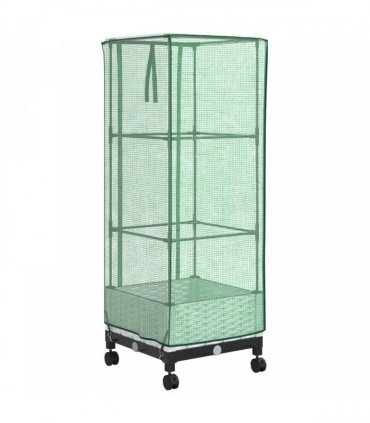 vidaXL Garden Planter with Greenhouse Cover&Wheels White PP