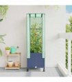 vidaXL Garden Planter with Greenhouse Cover&Wheels Blue Grey PP