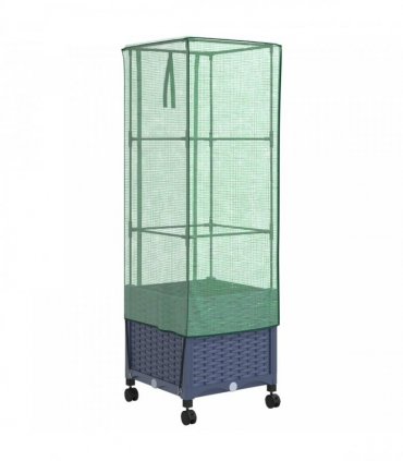 vidaXL Garden Planter with Greenhouse Cover&Wheels Blue Grey PP
