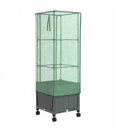 vidaXL Garden Planter with Greenhouse Cover&Wheels Light Grey PP