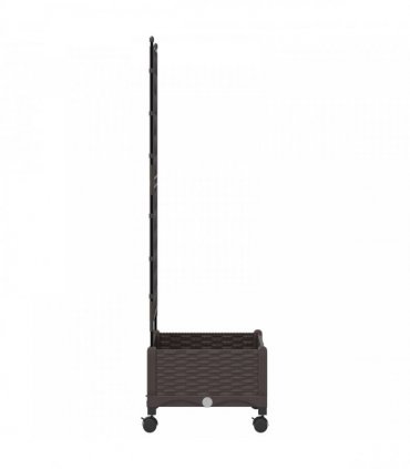 vidaXL Garden Planter with Trellis&Wheels Brown 40 x 40 x 131.5 cm PP