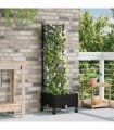vidaXL Garden Planter with Trellis&Wheels Black 40 x 40 x 131.5 cm PP
