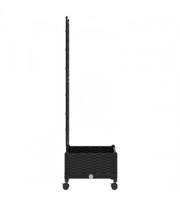 vidaXL Garden Planter with Trellis&Wheels Black 40 x 40 x 131.5 cm PP