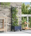 vidaXL Garden Planter with Trellis&Wheels Grey 40 x 40 x 131.5 cm PP