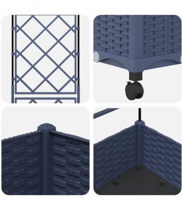 vidaXL Garden Planter with Trellis&Wheels Grey 40 x 40 x 131.5 cm PP