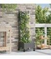 vidaXL Garden Planter with Trellis&Wheels Light Grey PP