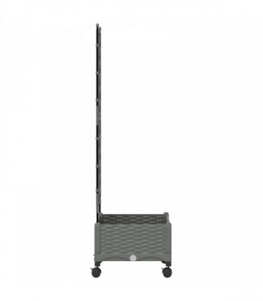 vidaXL Garden Planter with Trellis&Wheels Light Grey PP