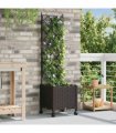 vidaXL Garden Planter with Trellis&Wheels Brown 40 x 40 x 149 cm PP