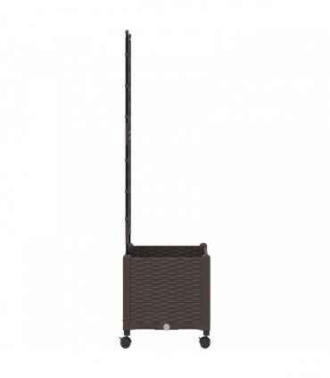 vidaXL Garden Planter with Trellis&Wheels Brown 40 x 40 x 149 cm PP