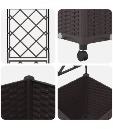 vidaXL Garden Planter with Trellis&Wheels Brown 40 x 40 x 149 cm PP