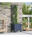 vidaXL Garden Planter with Trellis&Wheels Grey 40 x 40 x 149 cm PP