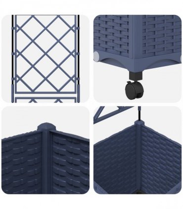 vidaXL Garden Planter with Trellis&Wheels Grey 40 x 40 x 149 cm PP