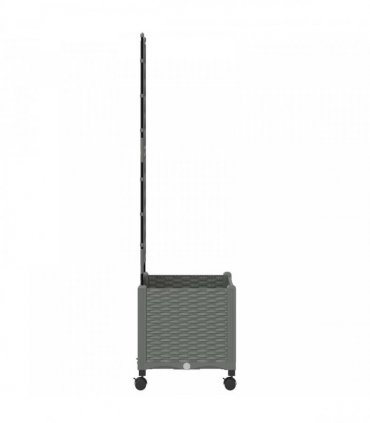vidaXL Garden Planter with Trellis&Wheels Light Grey 40 x 40 x 149 cm