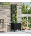 vidaXL Garden Planter with Irrigation&Wheels Black 40 x 40 x 148 cm PP