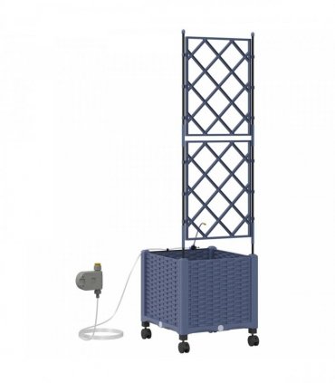 vidaXL Garden Planter with Irrigation&Wheels Grey 40 x 40 x 148 cm PP