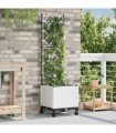 vidaXL Garden Planter with Irrigation&Wheels White 40 x 40 x 148 cm PP