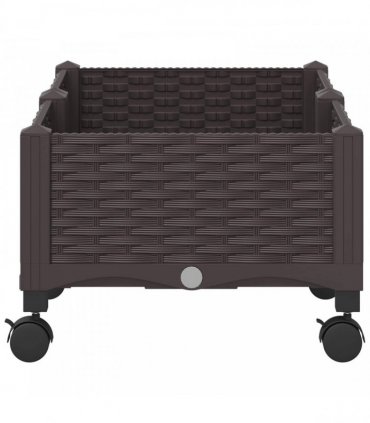vidaXL Garden Planter with Wheels Brown 80 x 40 x 29 cm PP