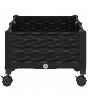 vidaXL Garden Planter with Wheels Black 80 x 40 x 29 cm PP