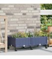 vidaXL Garden Planter with Wheels Blue Grey 80 x 40 x 29 cm PP