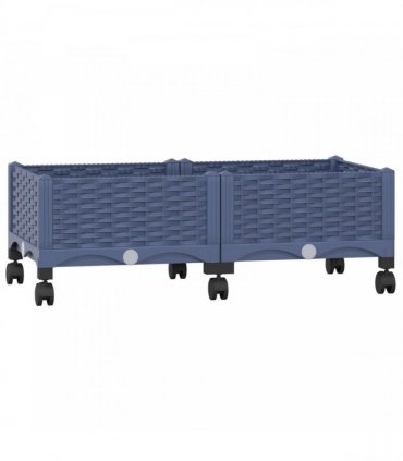 vidaXL Garden Planter with Wheels Blue Grey 80 x 40 x 29 cm PP