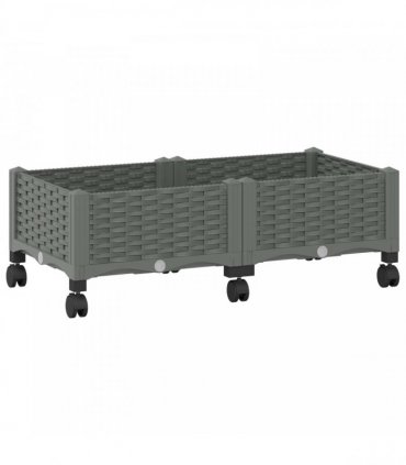 vidaXL Garden Planter with Wheels Light Grey 80 x 40 x 29 cm PP