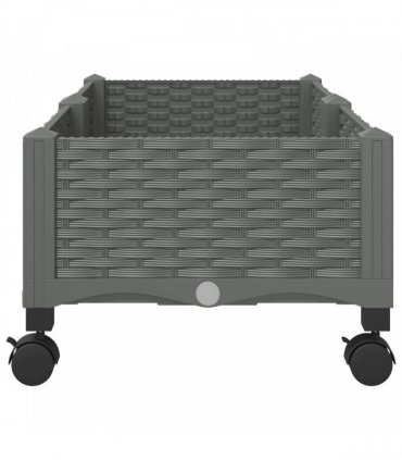 vidaXL Garden Planter with Wheels Light Grey 80 x 40 x 29 cm PP