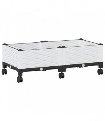 vidaXL Garden Planter with Wheels White 80 x 40 x 29 cm PP