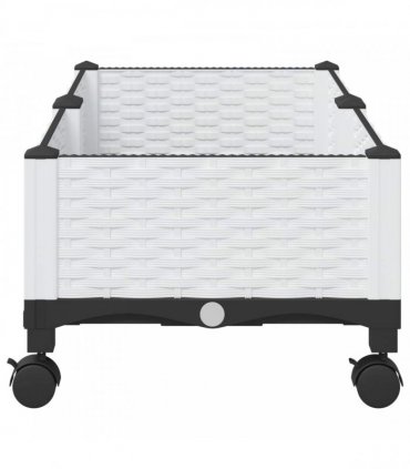 vidaXL Garden Planter with Wheels White 80 x 40 x 29 cm PP