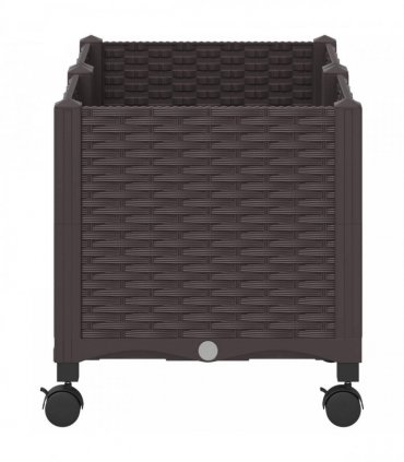 vidaXL Garden Planter with Wheels Brown 80 x 40 x 44 cm PP
