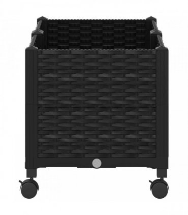 vidaXL Garden Planter with Wheels Black 80 x 40 x 44 cm PP