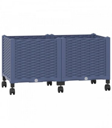vidaXL Garden Planter with Wheels Blue Grey 80 x 40 x 44 cm PP