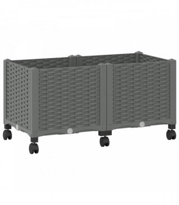vidaXL Garden Planter with Wheels Light Grey 80 x 40 x 44 cm PP