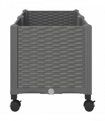 vidaXL Garden Planter with Wheels Light Grey 80 x 40 x 44 cm PP