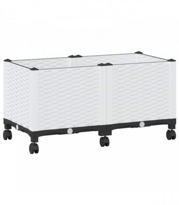 vidaXL Garden Planter with Wheels White 80 x 40 x 44 cm PP
